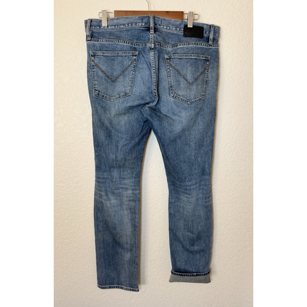 John Varvatos Mens Bowery Jeans Slim Straight 34 Stretch Denim Washed Blue USA - Picture 4 of 15
